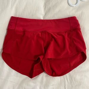Lululemon red flow shorts